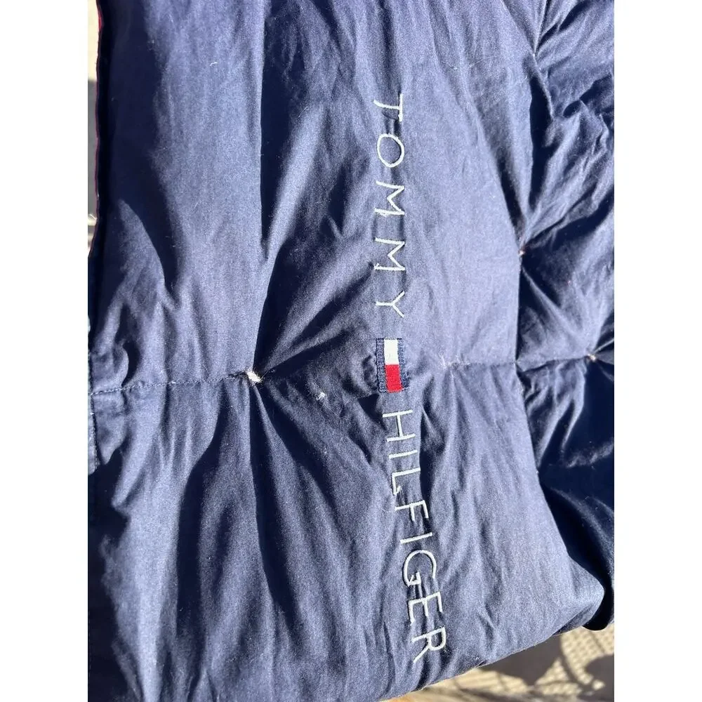 Vintage Tommy Hilfiger Red Blue Pattern REVERSIBLE Down Comforter Size Full